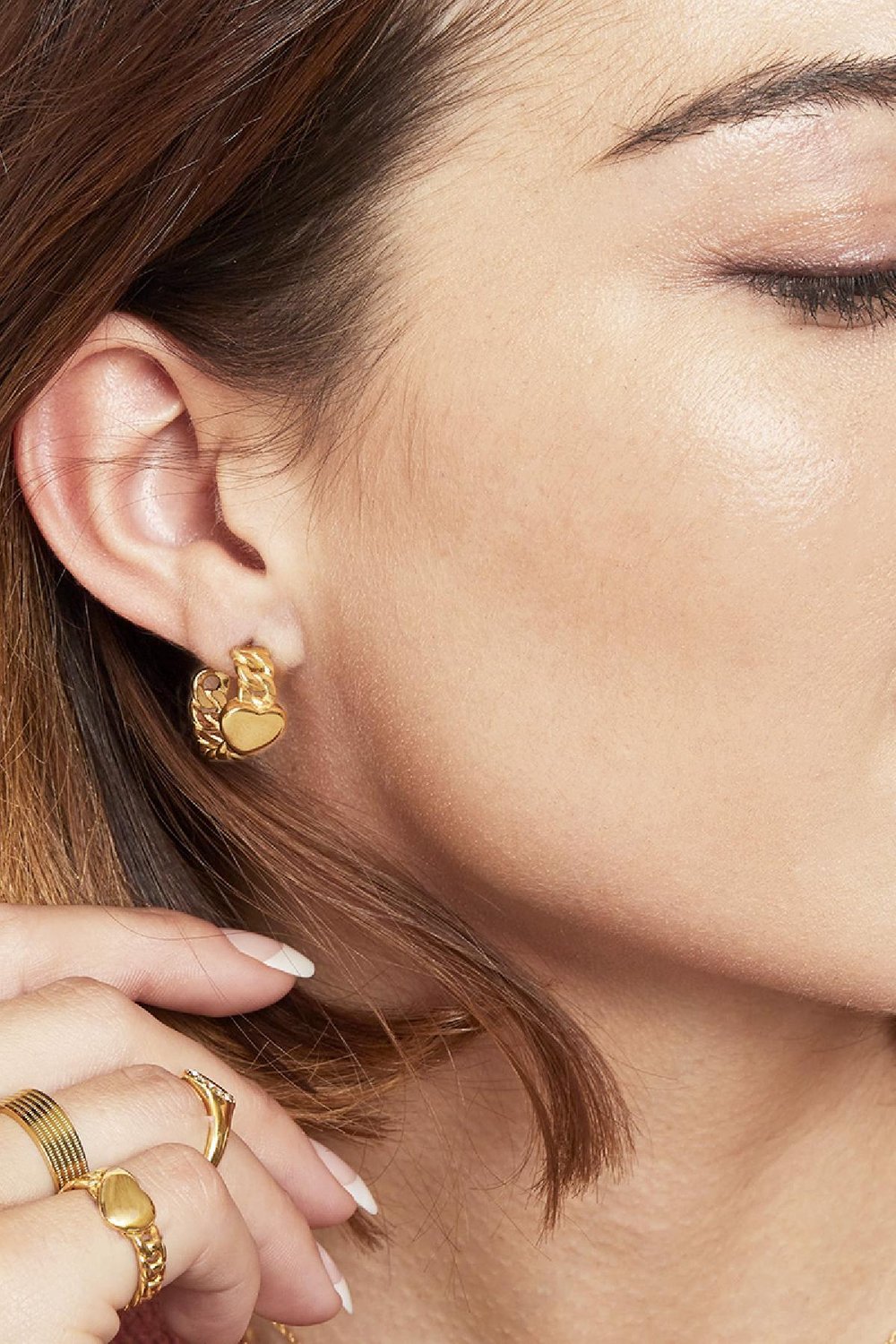 Pendientes chained heart Plata Acero inoxidable h5Imagen3